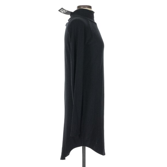 NWT Caser Black Long Sleeve Turtleneck Shirttail Hem Raglan Mini Sweater Dress - Picture 4 of 9